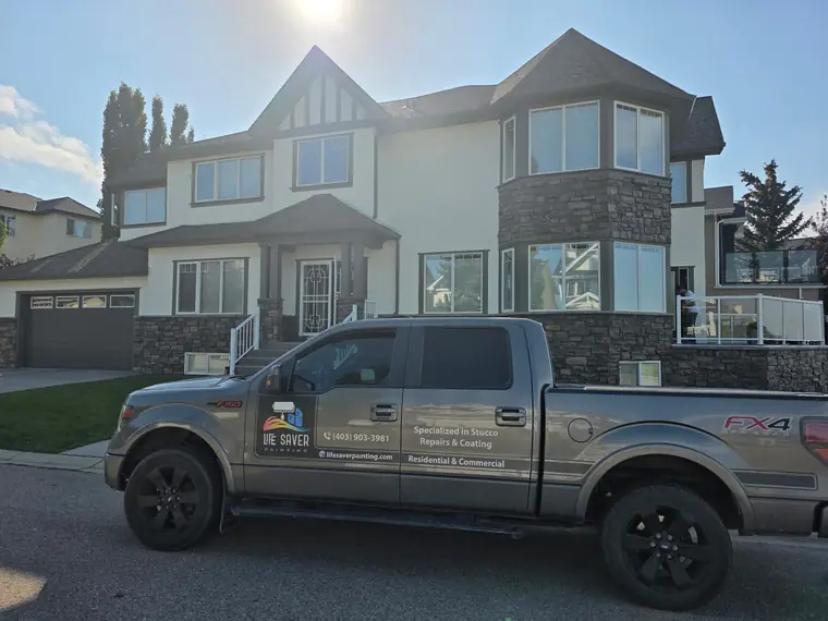 Exterior painting and stucco project by Life Saver Painting in Calgary, AB