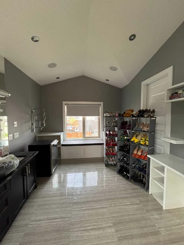 Freshly painted interior walk-in dressing room